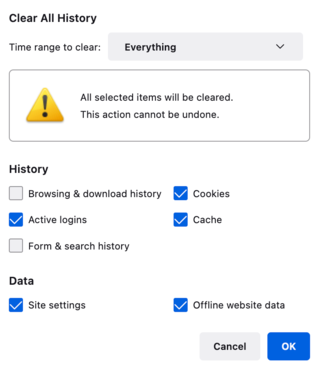 Clear Browser Cache and Cookies