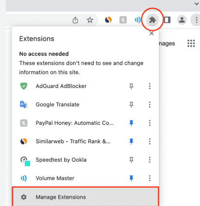 Disable Browser Extensions