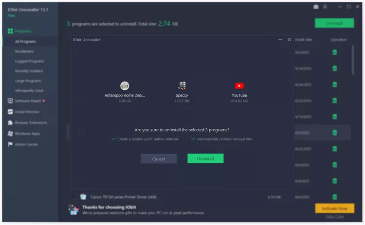 IObit Uninstaller: Efficient software for clean, thorough, and swift application removal.